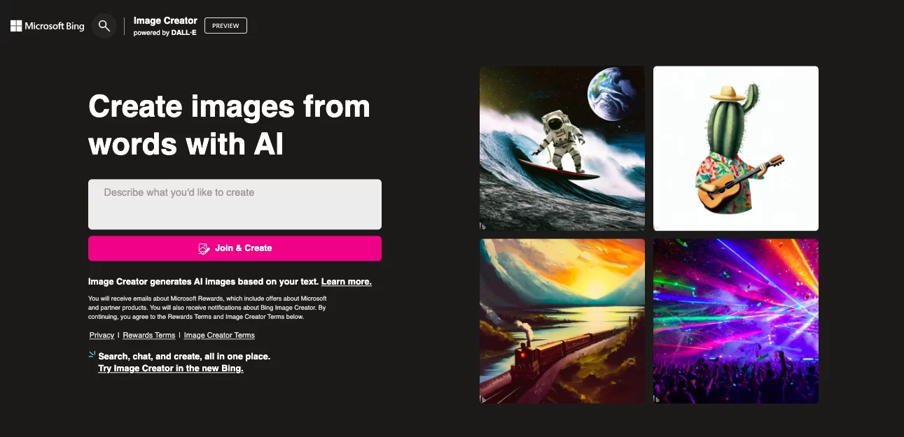 Bing Create Gera o De Imagens Alimentada Por IA